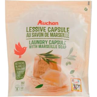 Auchan Lessive en capsules au savon de Marseille, 30 capsules