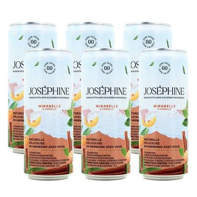 Josephine Eau pétillante aromatisée mirabelle cannelle, Lot de 6x33cl