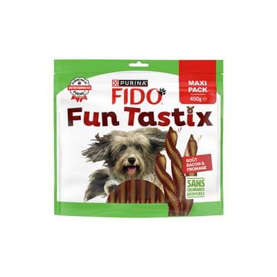 Purina - Fido Friandises Fun Tastix Bacon et Fromage pour Chien, 450g