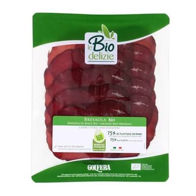 Le Biodelizie Di Golfera Bresaola de Boeuf, Sans Gluten, Bio, 80g