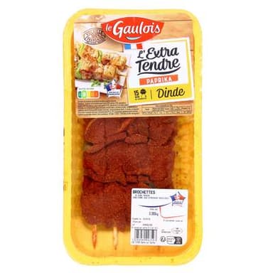 Le Gaulois Brochettes de dinde au paprika, 4 brochettes - 380g