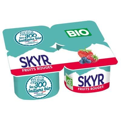 Les 300 laitiers bio Skyr Bio Fruits Rouges, 4x100g