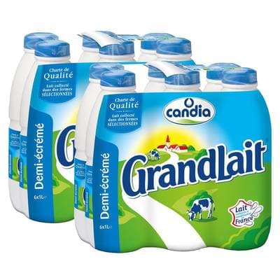 Candia Lait 1/2 écrémé, Lot de 2x6x1l