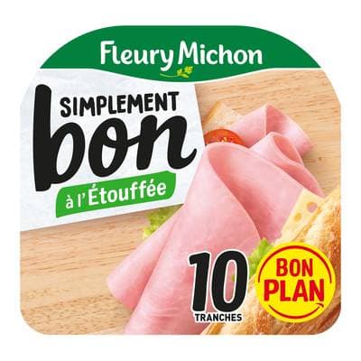 Fleury Michon Simplement Bon Jambon à l'Etouffé Sans Couenne, 10 tranches - 350g