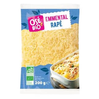 Osé Bio Emmental bio râpé au lait pasteurisé, 200g