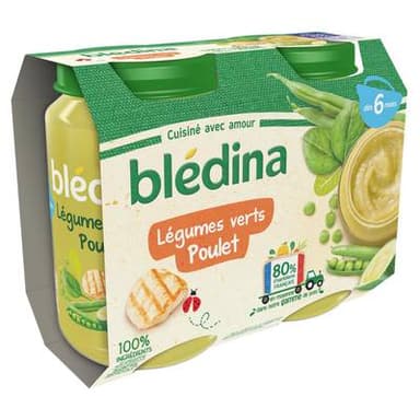Blédina Légumes Verts et Poulet Pot Bébé Dès 6 mois, 2x200g