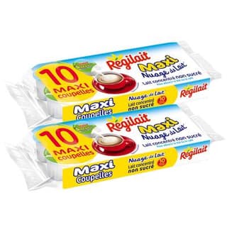 Régilait Nuage de lait maxi coupelles, Lot de 2 - 10x14g