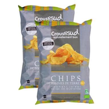 Croustisud Chips de pomme de terre Bio, Lot de 2x100g