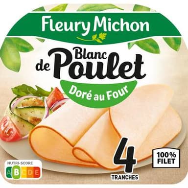 Fleury Michon Blanc de Poulet Doré au Four, 4 tranches - 160g