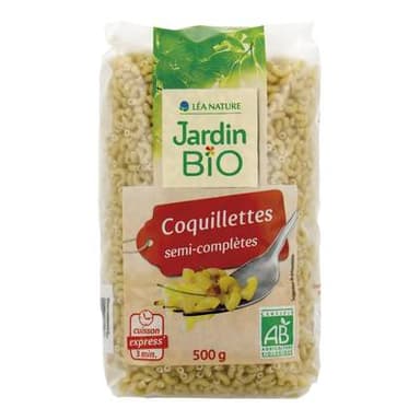 Jardin Bio Etic Pâtes Coquillettes Semi Complètes Cuisson Express Bio, 500g