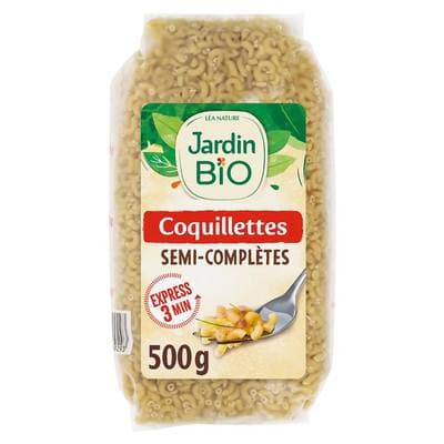 Jardin Bio Etic Pâtes Coquillettes Semi Complètes Cuisson Express Bio, 500g