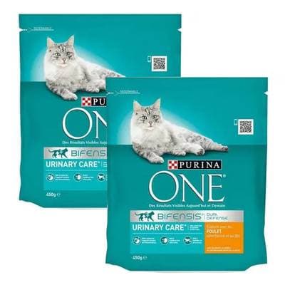 Purina - One Croquettes Poulet Spécial Système Urinaire pour chat adulte, Lot de 2x450g