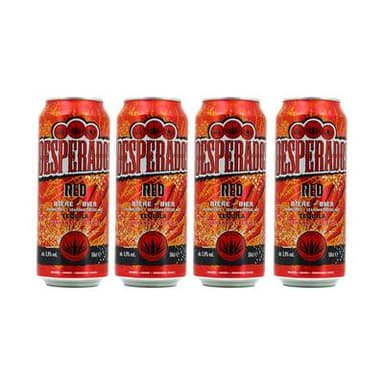 Desperados Red Bière aromatisée téquila, guarana, cachaca 5.9°, Lot de 4x50cl