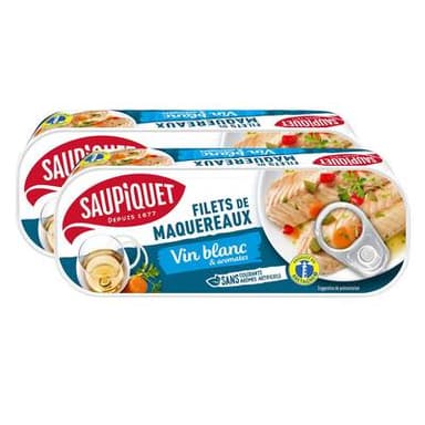 Saupiquet Filets de Maquereaux Marinés Vin blanc et Aromates, Lot de 2x176g