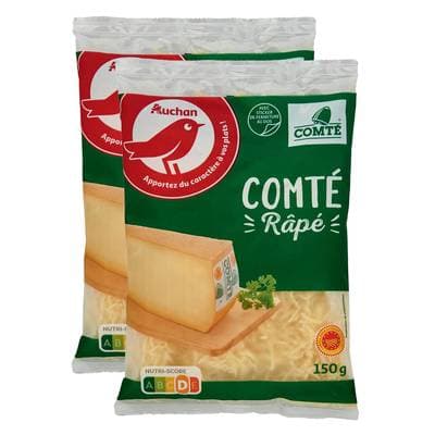 Auchan Comté râpé AOP, Lot de 2x150g