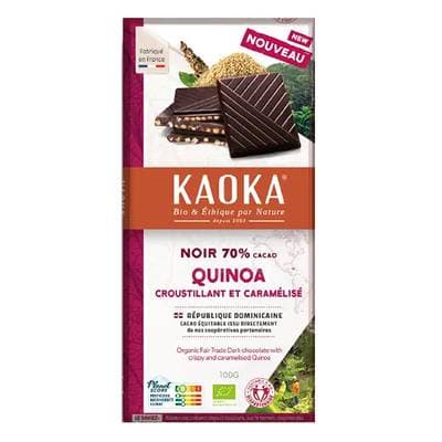 Kaoka Chocolat noir bio aux billettes de quinoa caramélisées 70%, 100g