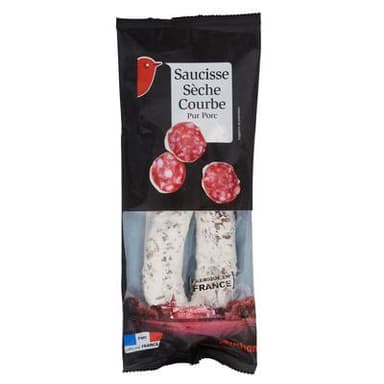Auchan Saucisse Sèche Courbe Pur Porc, 250g