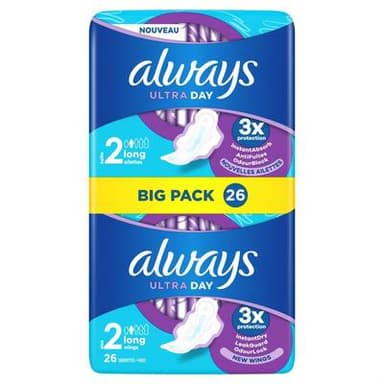 Always Serviettes avec ailettes Ultra Long Taille 2, 26 serviettes