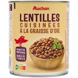 Auchan Lentilles cuisinées à la graisse d'oie, 530g