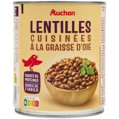 Auchan Lentilles cuisinées à la graisse d'oie, 530g