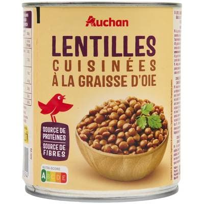 Auchan Lentilles cuisinées à la graisse d'oie, 530g