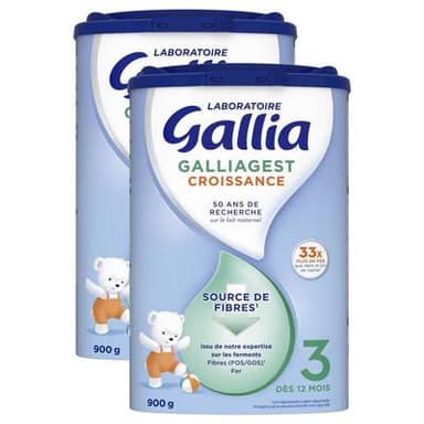 Laboratoire Gallia Lait de Croissance Galliagest 3ème âge en poudre Bébé Dès 12 Mois, Lot de 2x900g