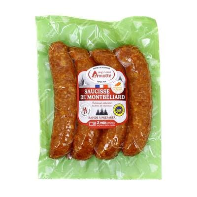 Jean-Louis Amiotte Saucisses de Montbeliard à Cuire IGP, 4 saucisses - 520g