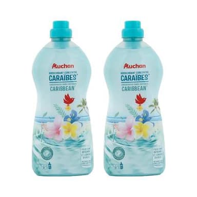 Auchan Adoucissant liquide concentré Caraïbes, Lot de 2x1,5L