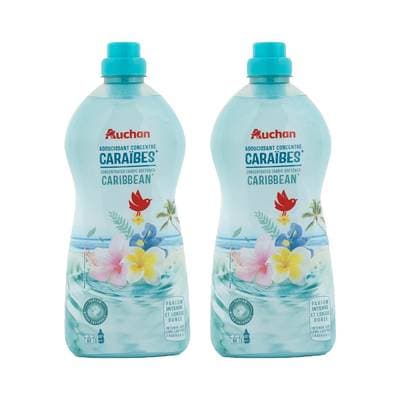 Auchan Adoucissant liquide concentré Caraïbes, Lot de 2x1,5L