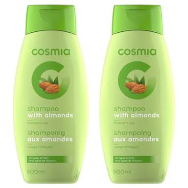 COSMIA Shampooing aux amandes tous types de cheveux, Lot de 2x500ml