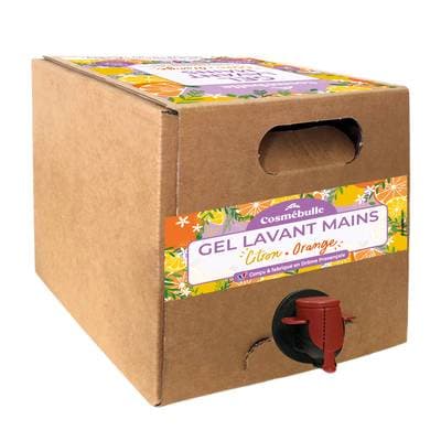 Bulle Verte Gel lavant main citron orange Cosmébio, Bidon de 3L