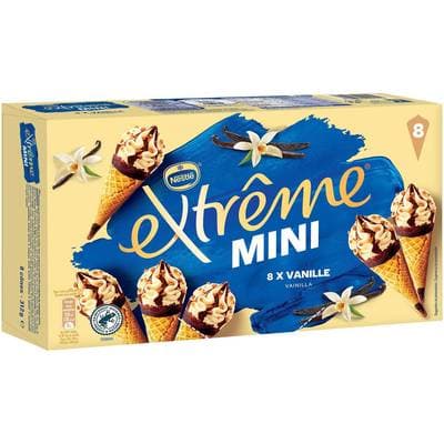 Extrême Mmini cônes glacés Vanille et pépites de nougatine, 8 cônes - 312g