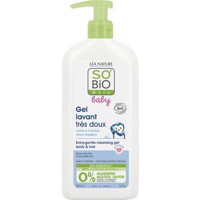 So'Bio Baby Gel Lavant très doux, corps & cheveux, haute tolérance, 500ml
