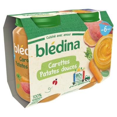 Blédina Carottes Patates Douces Pot Bébé Dès 6 mois, 2x200g