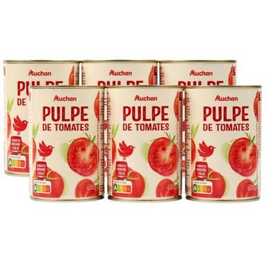 Auchan Pulpe de tomate en boîte, Lot de 2 - 3x400g