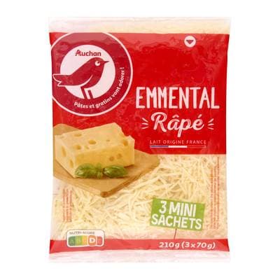 Auchan Emmental râpé français, 3x70g