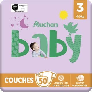 Auchan Baby Couches taille 3 (4-9kg), 50 couches