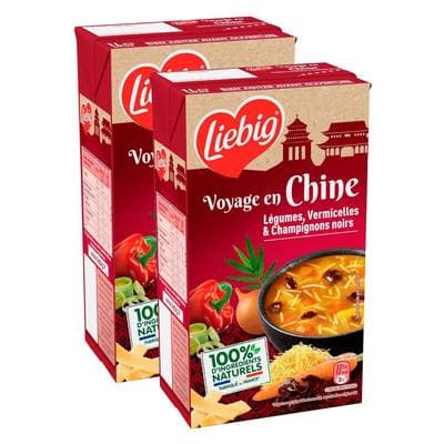 Liebig Soupe Voyage en chine- Légumes et vermicelles, Lot de 2x1L