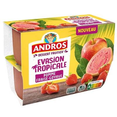 Andros Evasion tropicale Compote pomme fraise goyave, 4x97g