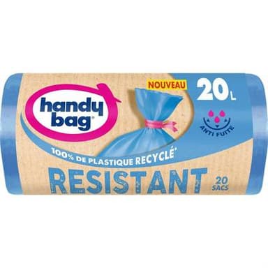 Handy Bag Sac poubelle à lien avec résistant 20L, 20 pièces