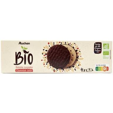 Auchan BIO Biscuits nappés de chocolat noir bio, 200g