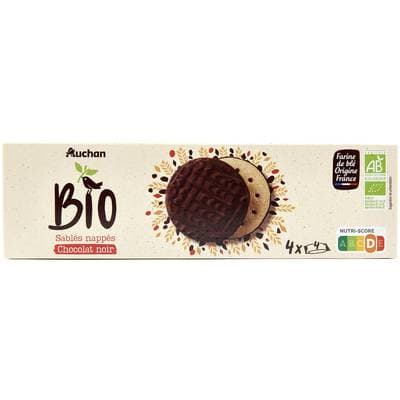 Auchan BIO Biscuits nappés de chocolat noir bio, 200g