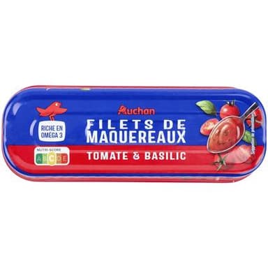 Auchan Filets de maquereaux sauce tomate basilic, 85g