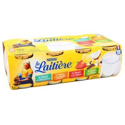 La laitière Yaourts au lait entier aromatisés panachés, 8x125g