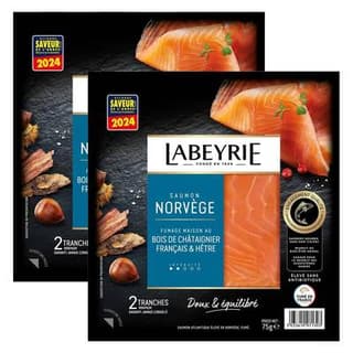 Labeyrie Saumon Fumé Le Norvège, Lot de 2x75g