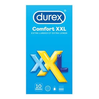 Durex Préservatifs Lubrifiés Extra Large 60mm et Extra Long, 10 pièces