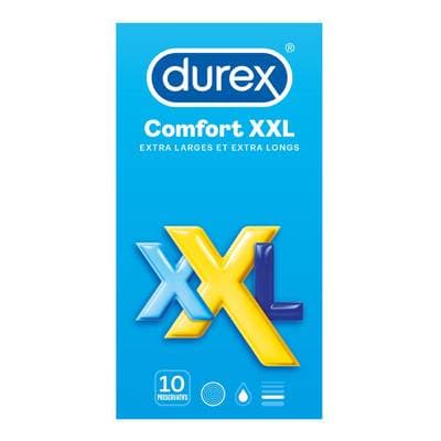 Durex Préservatifs Lubrifiés Extra Large 60mm et Extra Long, 10 pièces