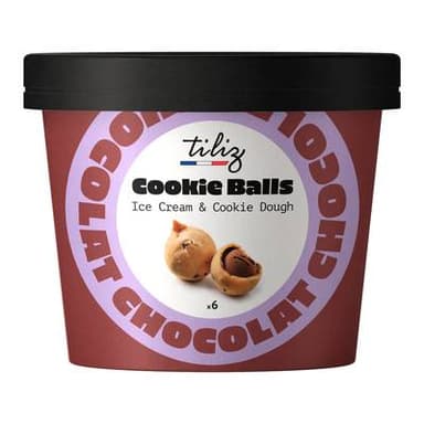 Tiliz Cookie balls - Glace chocolat enrobée de pâte à cookie, 108g