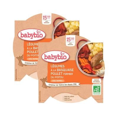 Babybio - Légumes à la Basquaise, Poulet de nos régions Bio Assiette Bébé Dès 15 mois