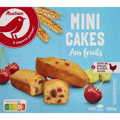 Auchan Mini cakes aux fruits x10, 300g